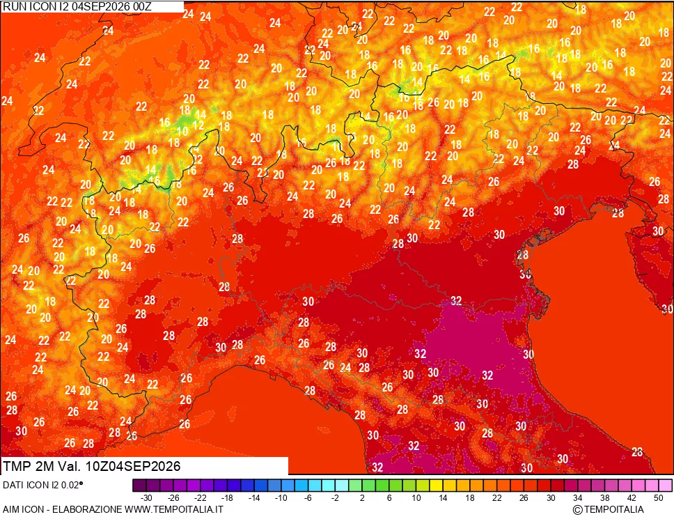 mappa Temp 2 metri