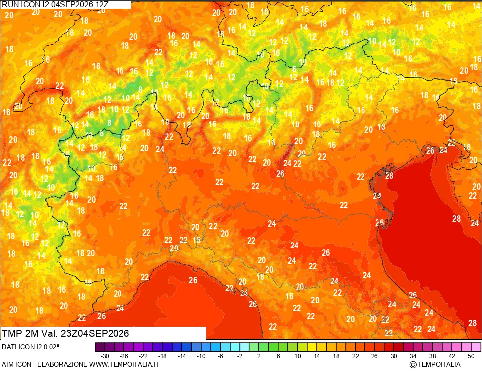 mappa Temp 2 metri