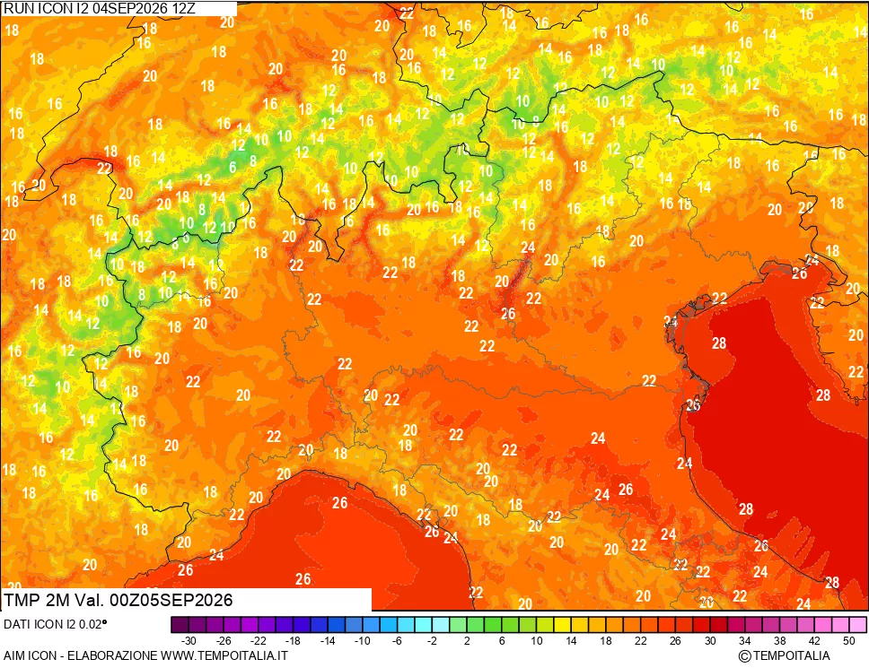 mappa Temp 2 metri