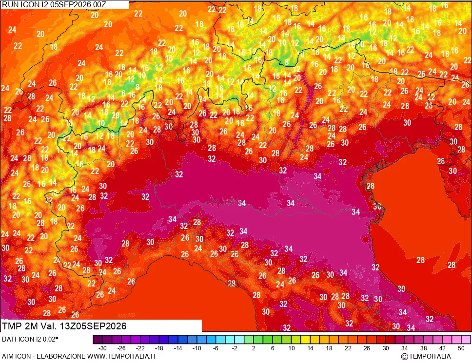 mappa Temp 2 metri