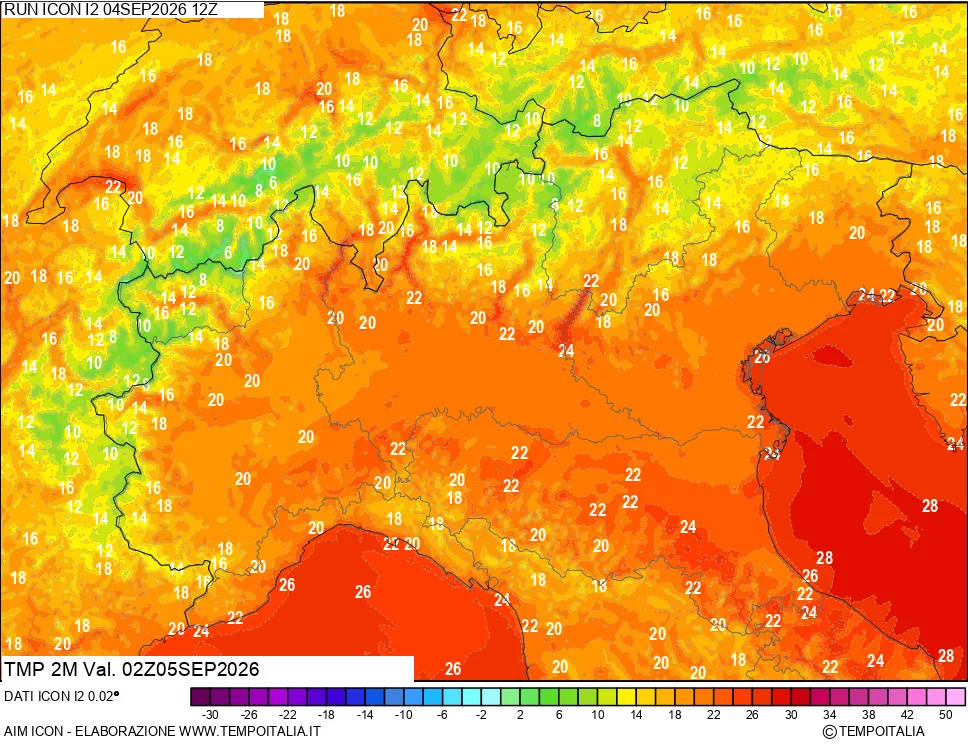 mappa Temp 2 metri