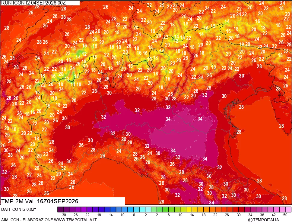 mappa Temp 2 metri