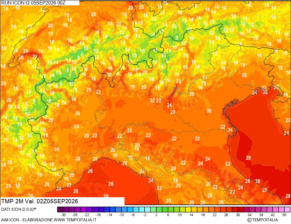 mappa Temp 2 metri