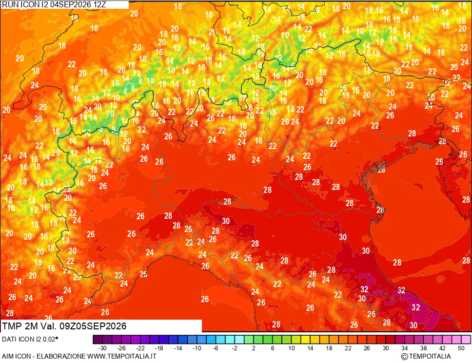 mappa Temp 2 metri