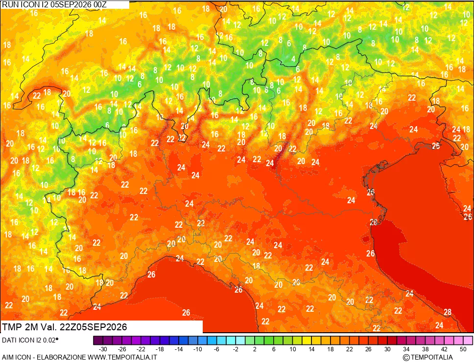 mappa Temp 2 metri