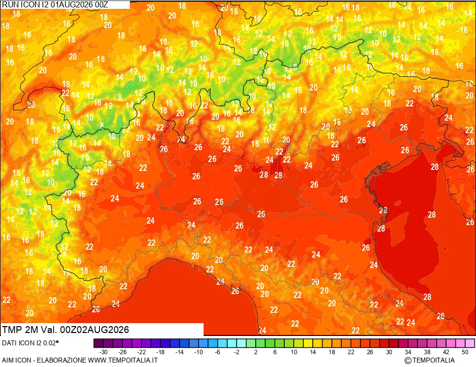 mappa Temp 2 metri