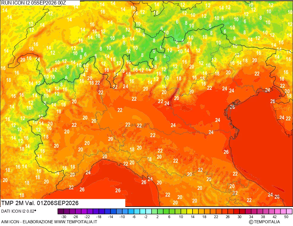 mappa Temp 2 metri