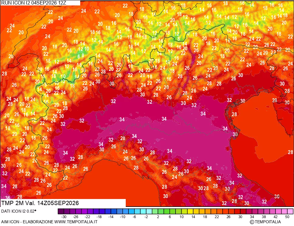 mappa Temp 2 metri