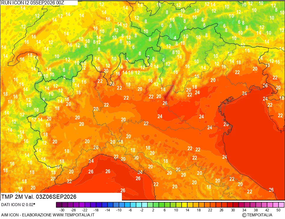 mappa Temp 2 metri