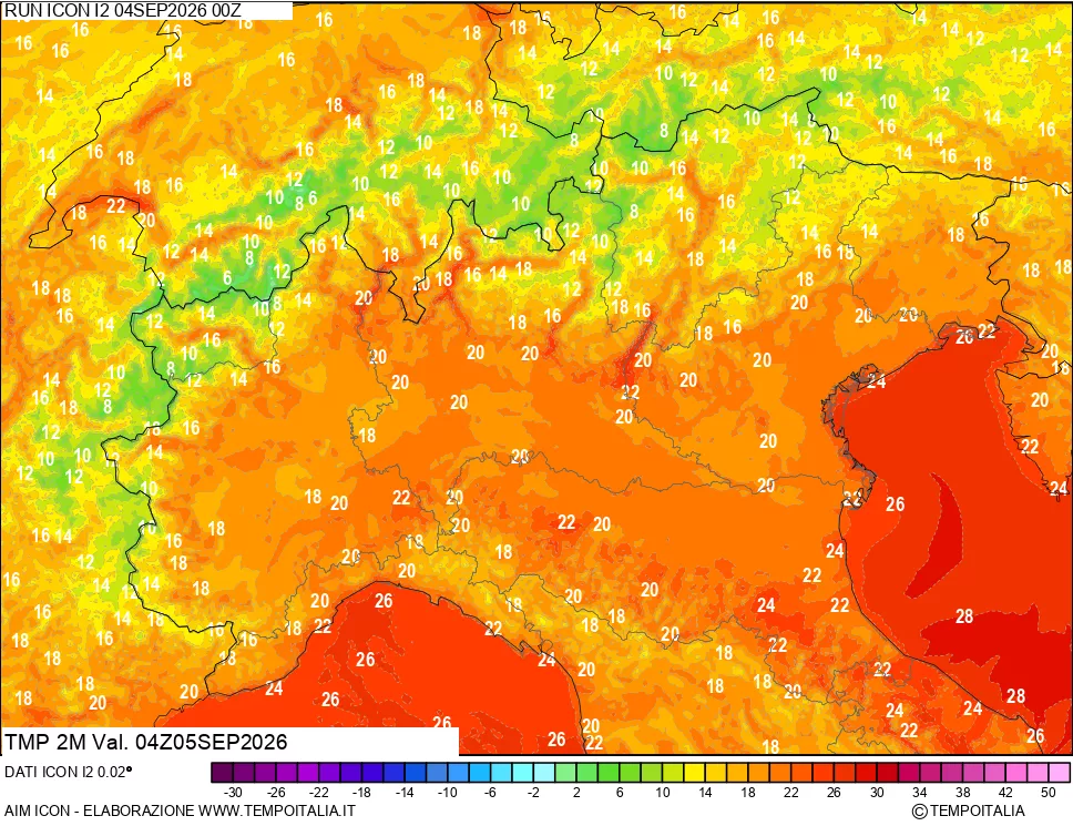 mappa Temp 2 metri