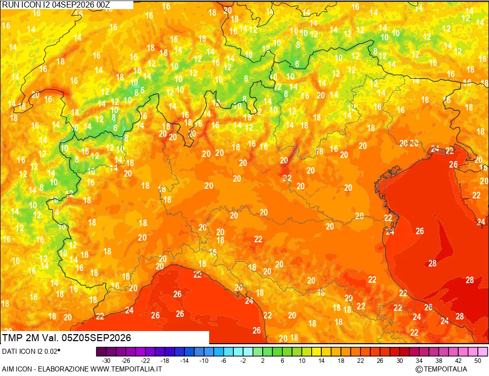 mappa Temp 2 metri