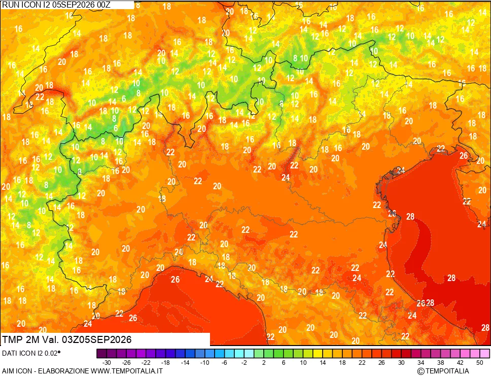 mappa Temp 2 metri