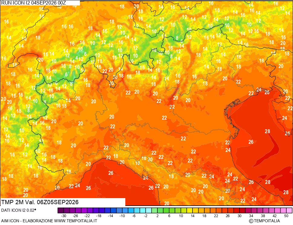mappa Temp 2 metri
