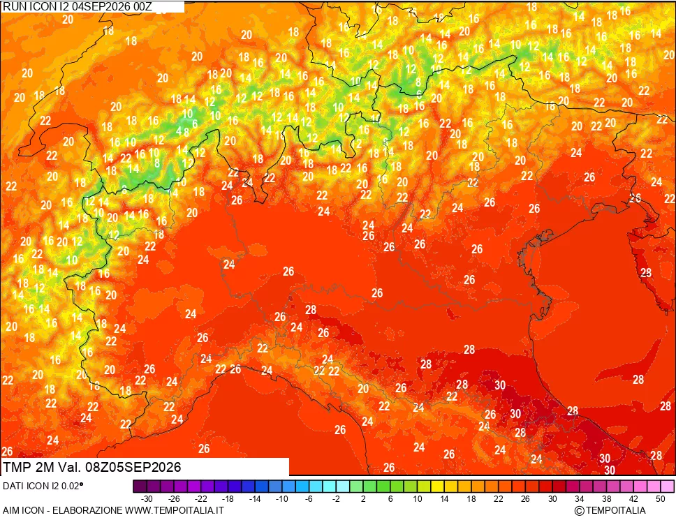 mappa Temp 2 metri