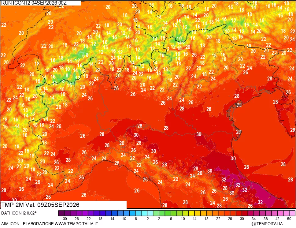 mappa Temp 2 metri