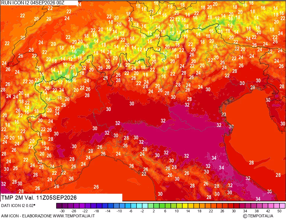 mappa Temp 2 metri