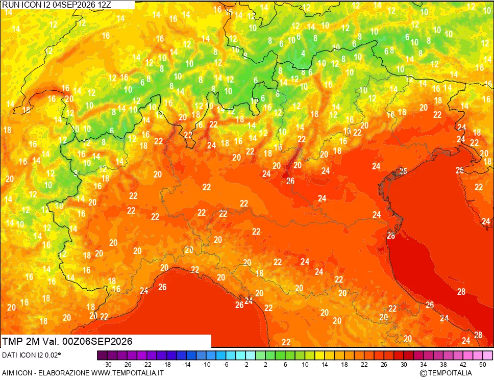 mappa Temp 2 metri