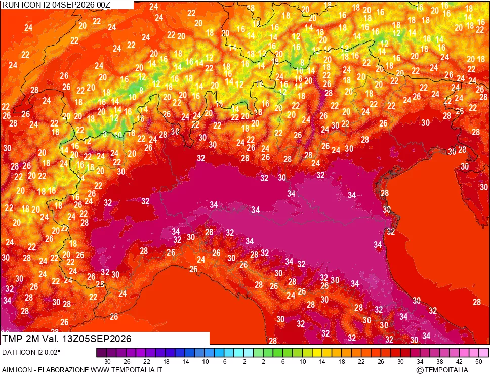 mappa Temp 2 metri