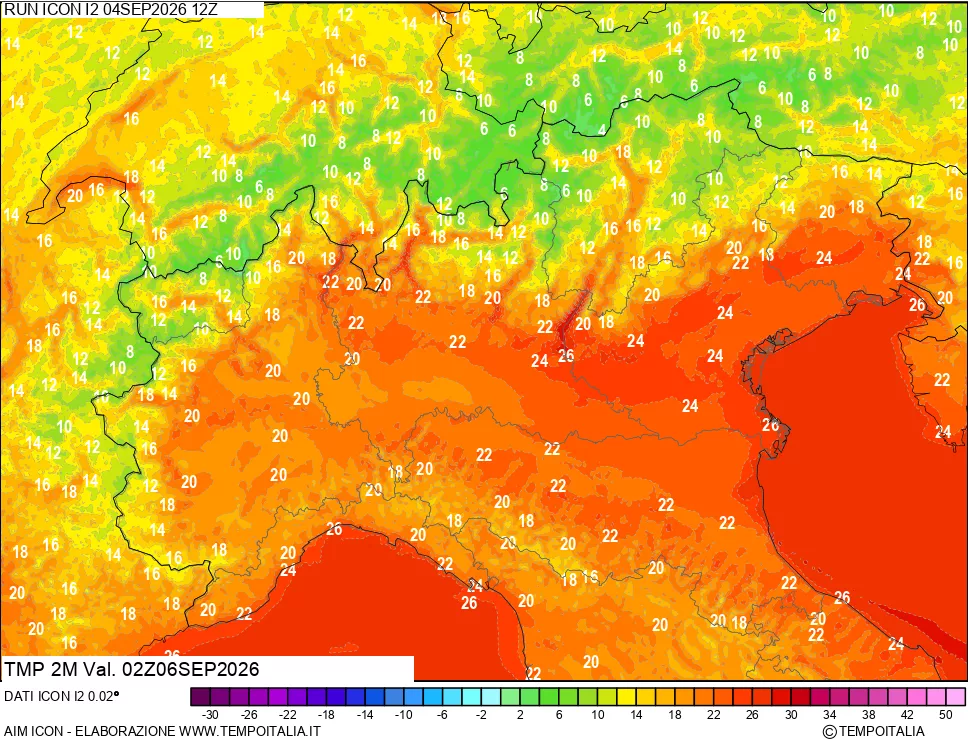 mappa Temp 2 metri