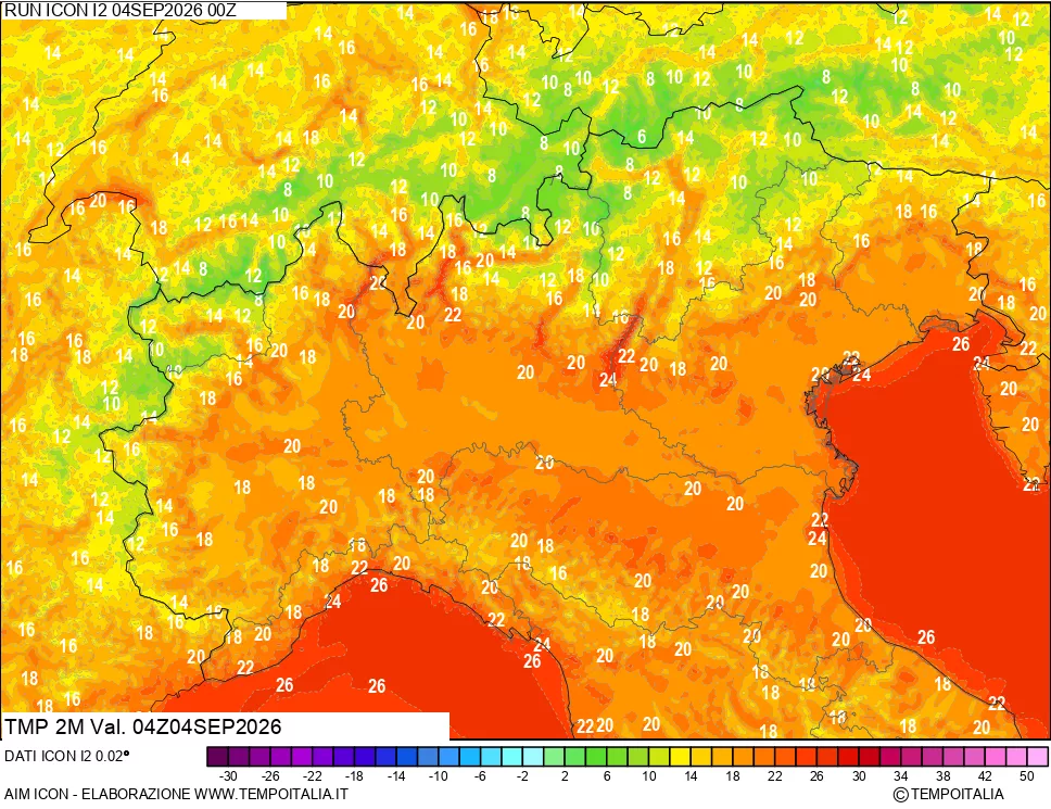 mappa Temp 2 metri