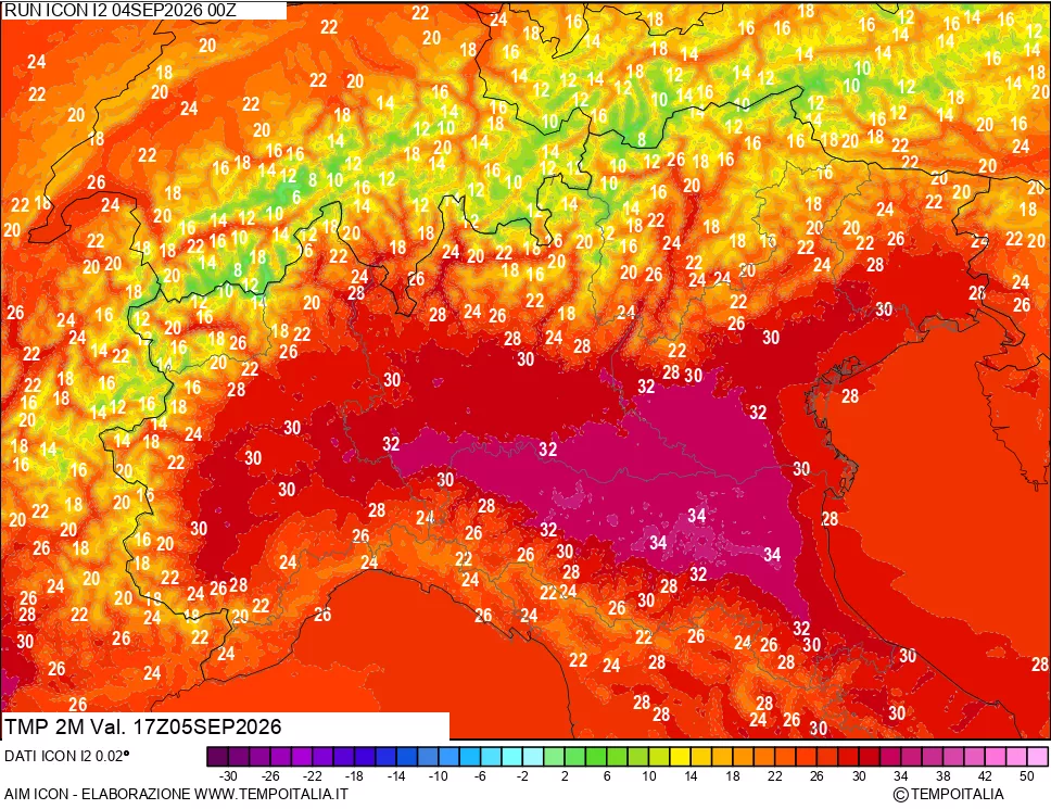 mappa Temp 2 metri