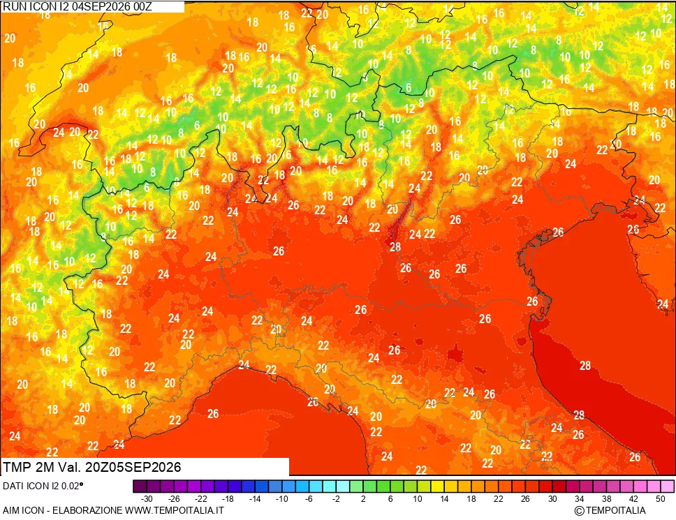 mappa Temp 2 metri
