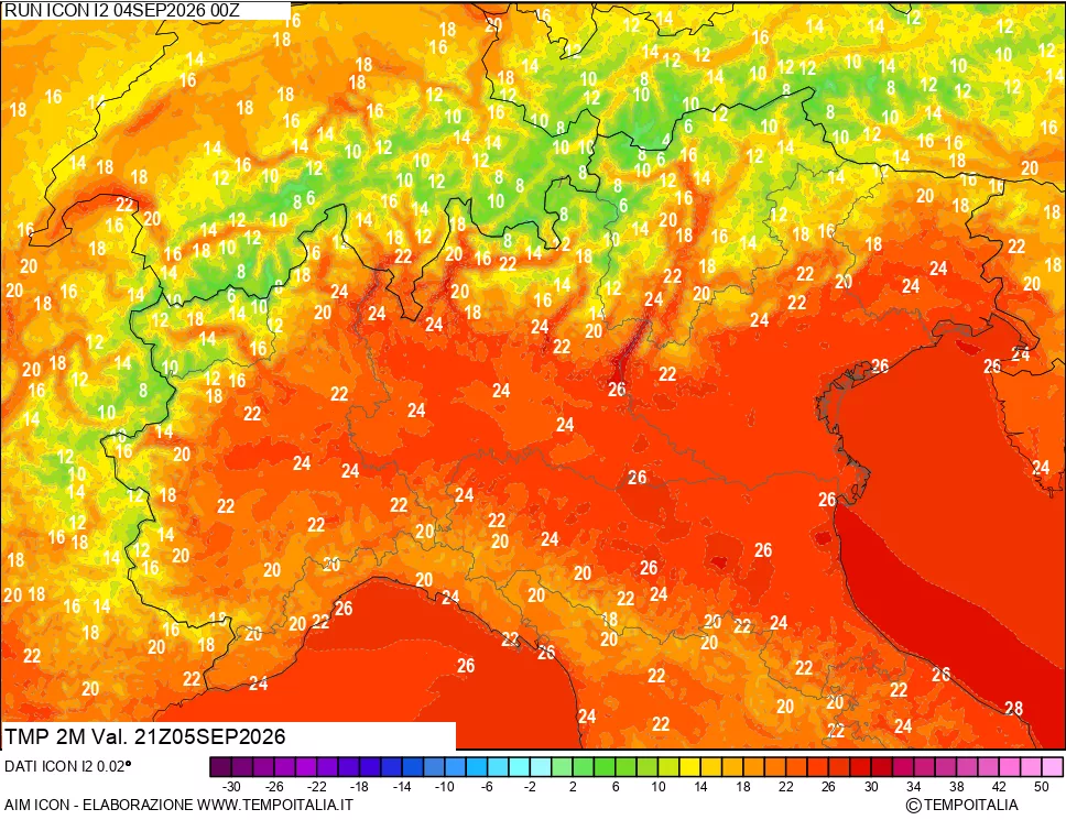 mappa Temp 2 metri