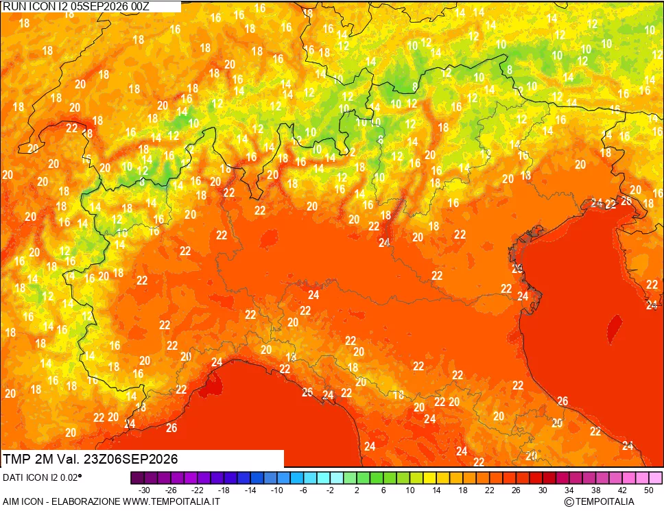 mappa Temp 2 metri
