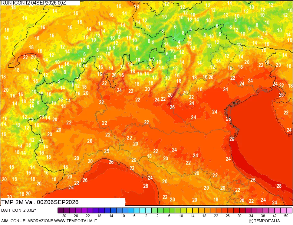 mappa Temp 2 metri