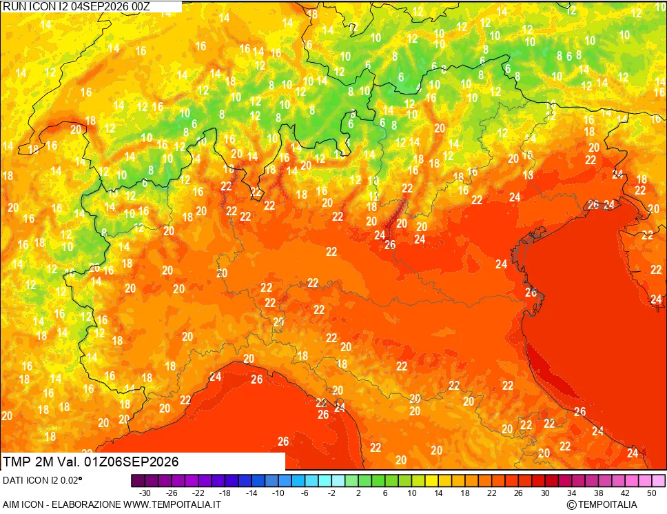 mappa Temp 2 metri
