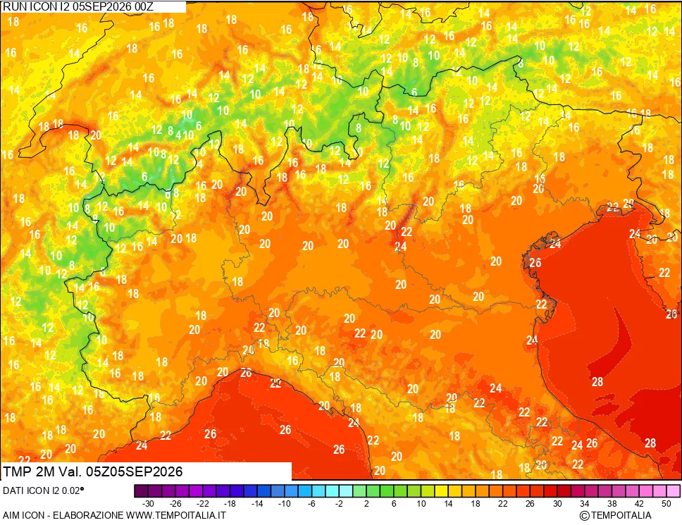 mappa Temp 2 metri