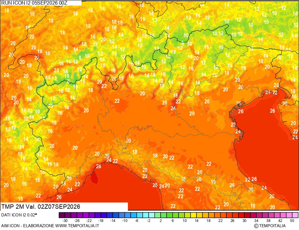 mappa Temp 2 metri