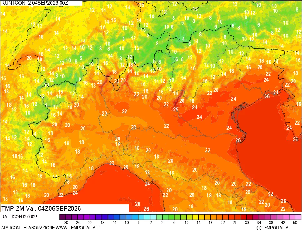 mappa Temp 2 metri