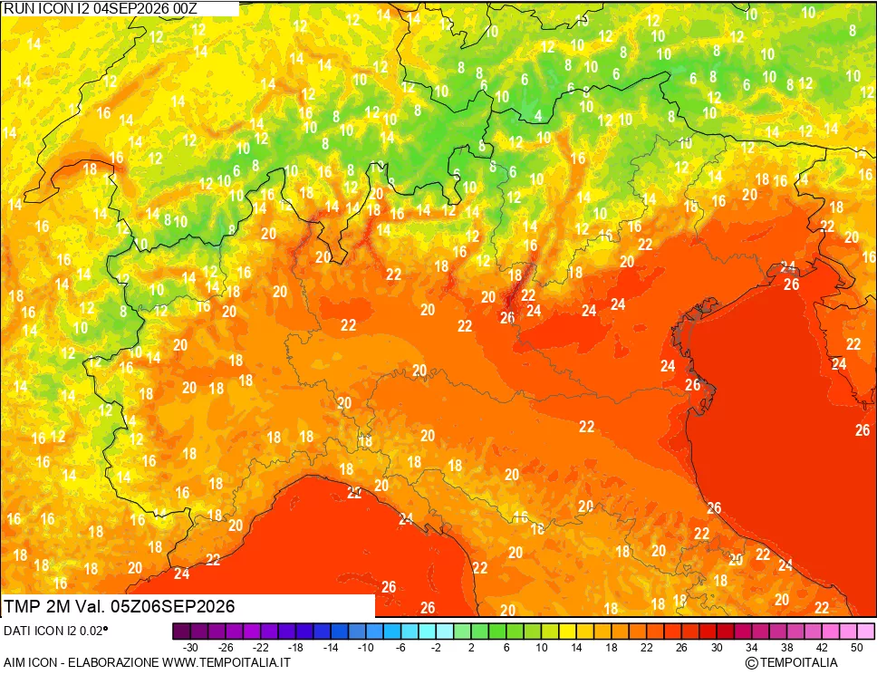 mappa Temp 2 metri