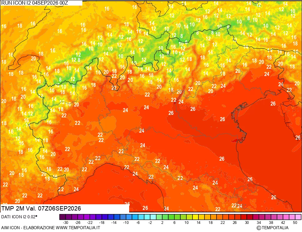 mappa Temp 2 metri
