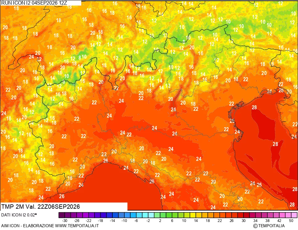 mappa Temp 2 metri