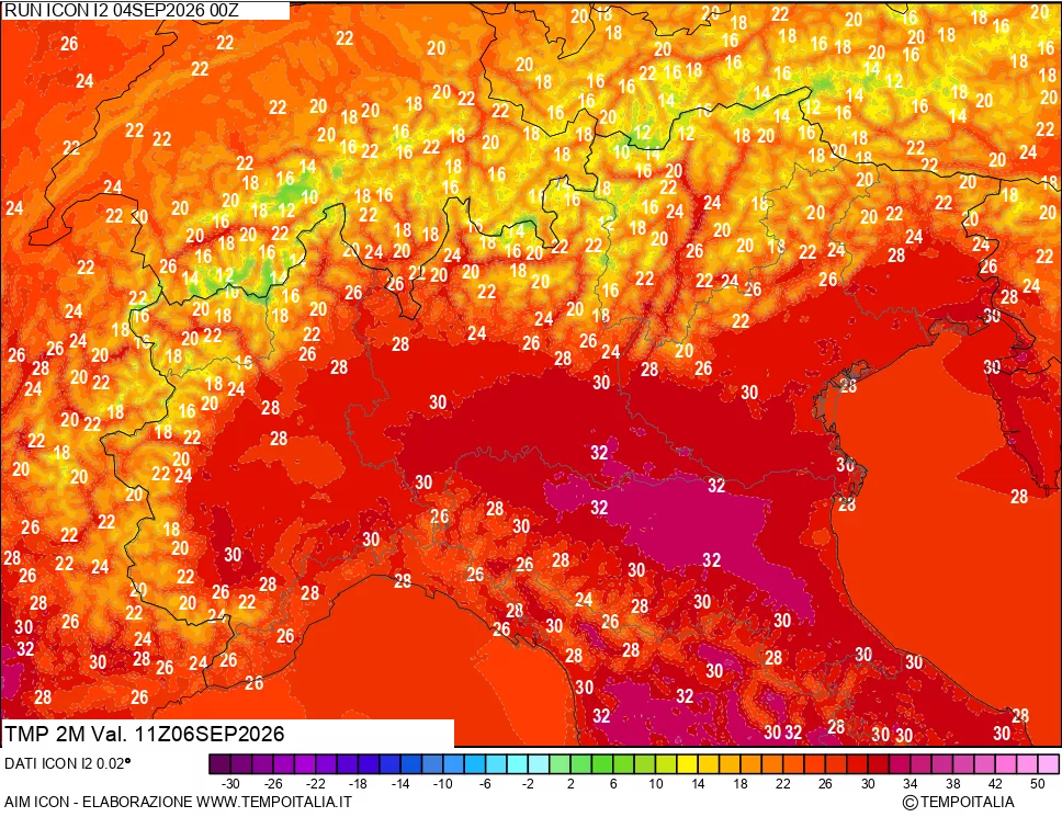mappa Temp 2 metri