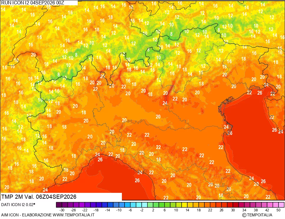 mappa Temp 2 metri