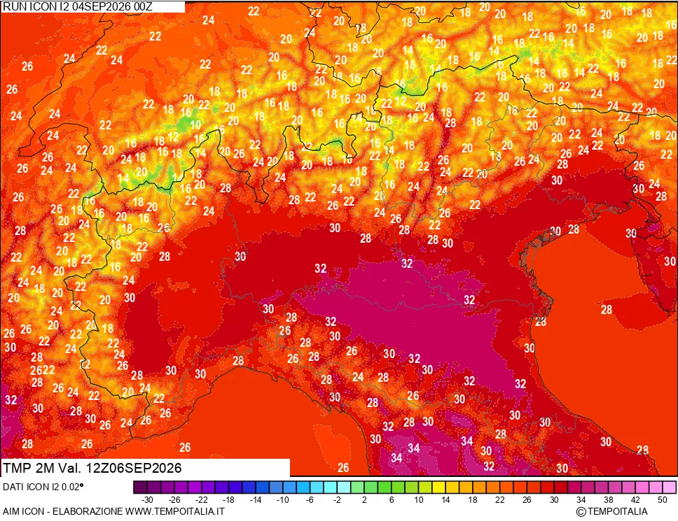mappa Temp 2 metri