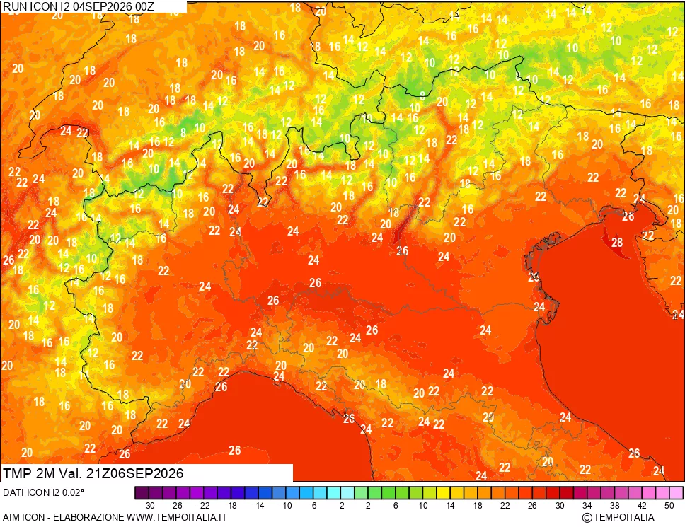 mappa Temp 2 metri