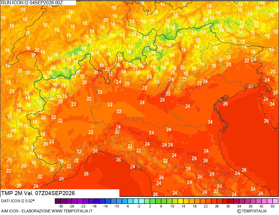 mappa Temp 2 metri