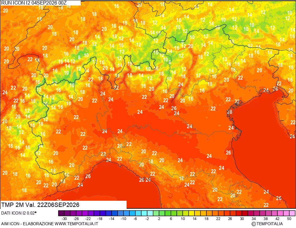 mappa Temp 2 metri