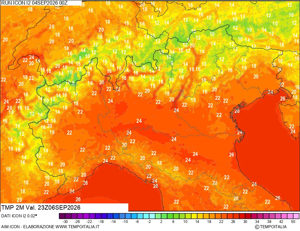 mappa Temp 2 metri