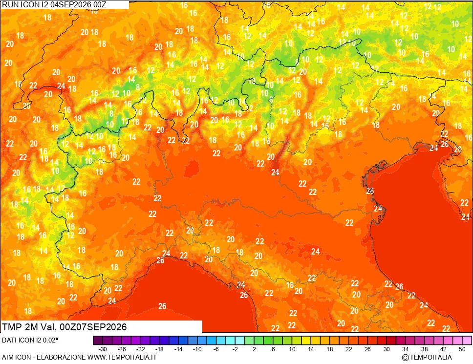 mappa Temp 2 metri