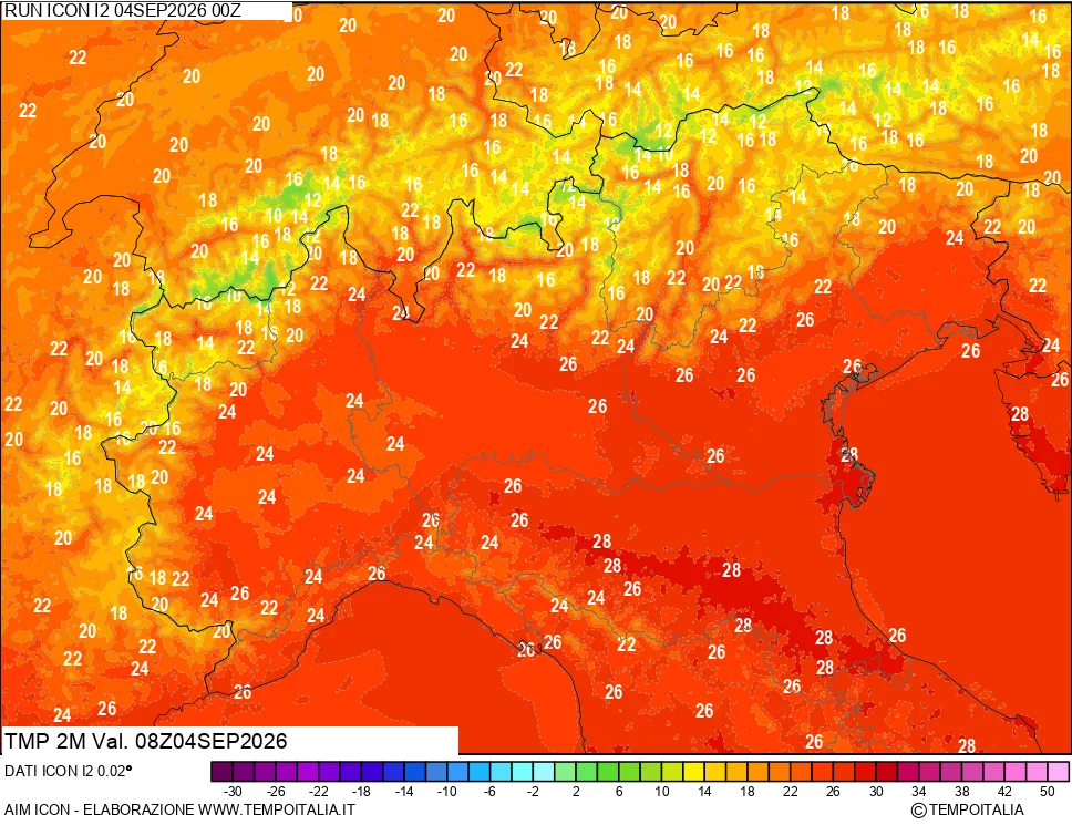 mappa Temp 2 metri