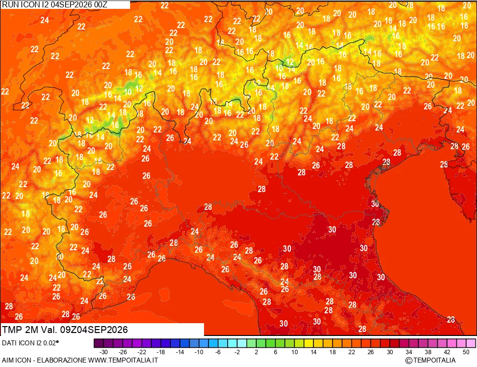 mappa Temp 2 metri