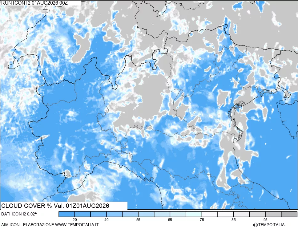 mappa Nuvolosit&agrave; totale