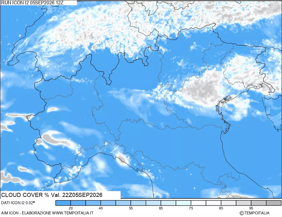 mappa Nuvolosit&agrave; totale