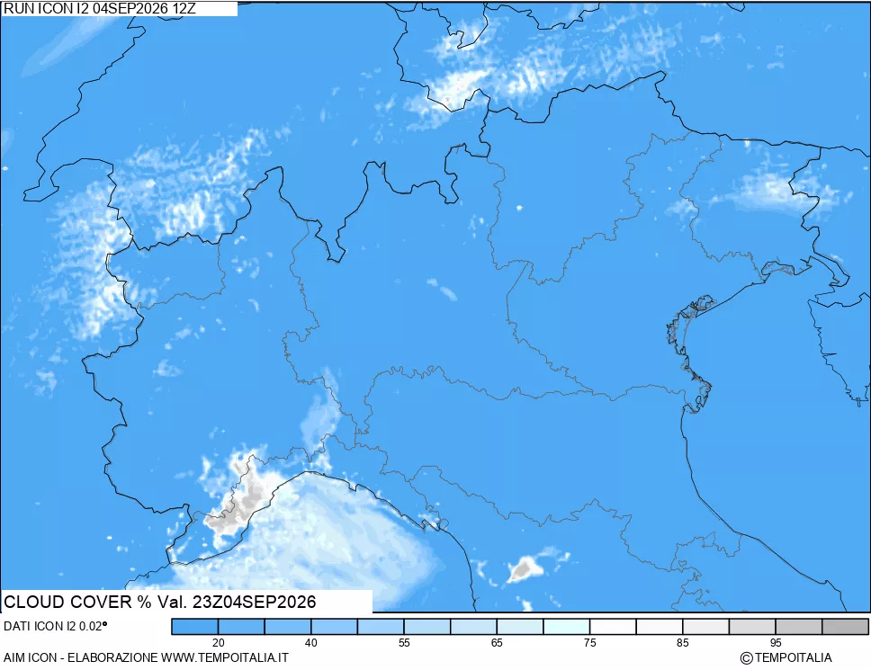 mappa Nuvolosit&agrave; totale