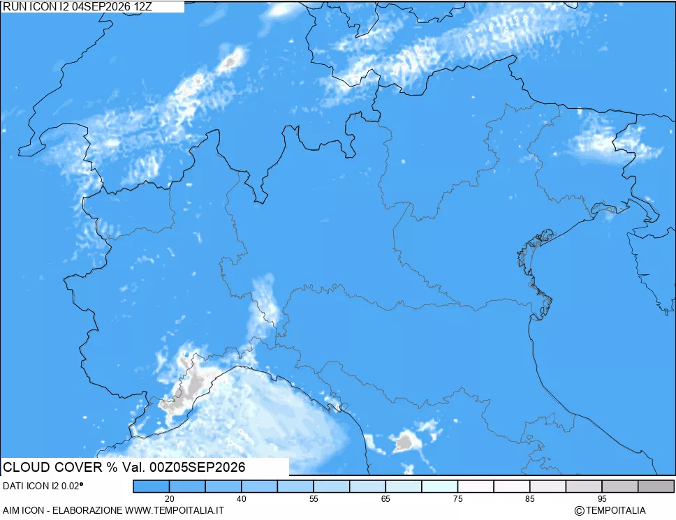 mappa Nuvolosit&agrave; totale